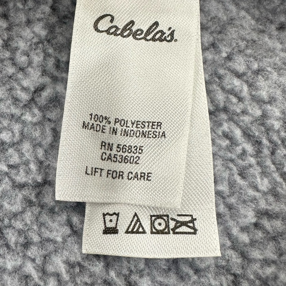 Cabela's Gray Heathered Button Neck Fleece Hoodie Pullover L - Picture 8 of 10